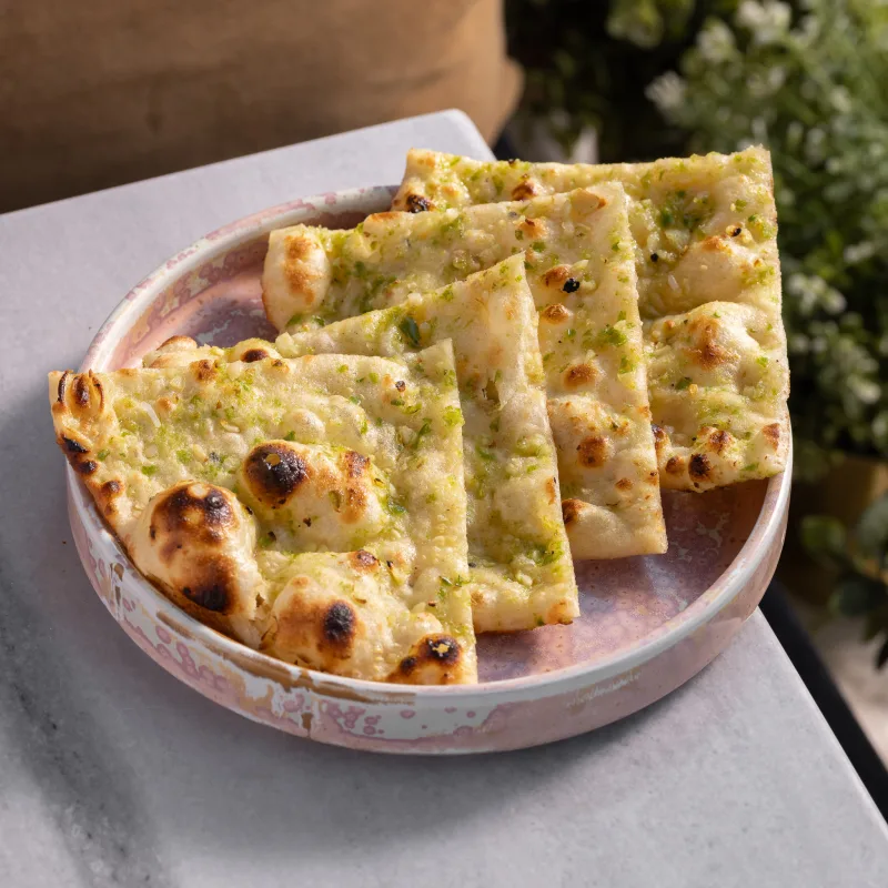 Chilli Garlic Naan — vegetarian Indian dish at Padharo Southampton