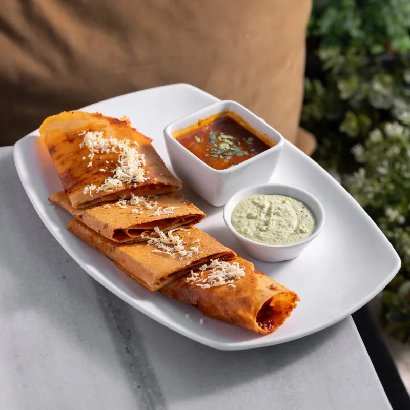 Chilli Paneer Dosa — Indo-Chinese fusion inside a crispy dosa, vegetarian Indian dish at Padharo Southampton