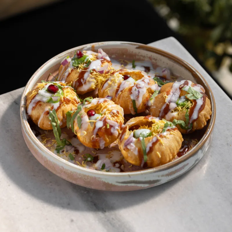 Dahi Puri — vegetarian Indian dish at Padharo Southampton