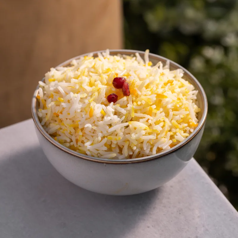 Saffron Pulav Rice — vegetarian Indian dish at Padharo Southampton