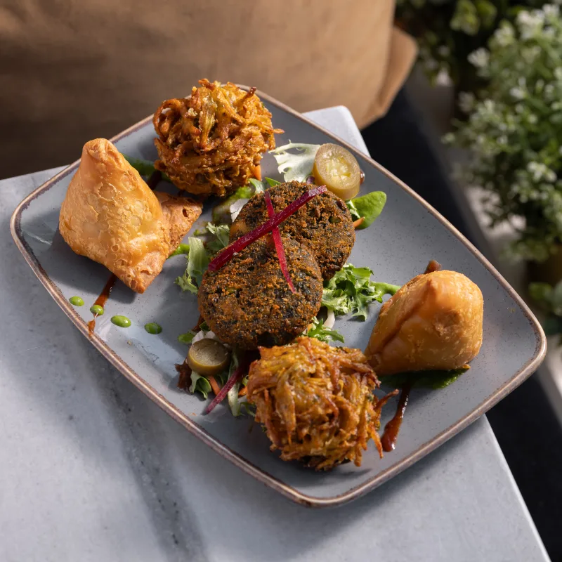 Sharing Platter (3 items) — vegetarian Indian dish at Padharo Southampton