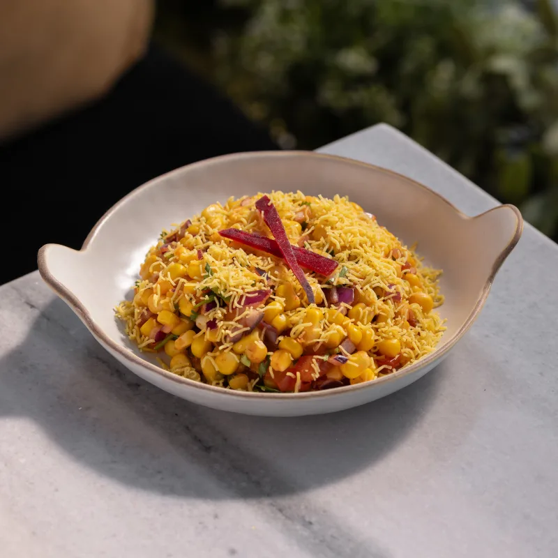 Sweetcorn Chaat — vegetarian Indian dish at Padharo Southampton