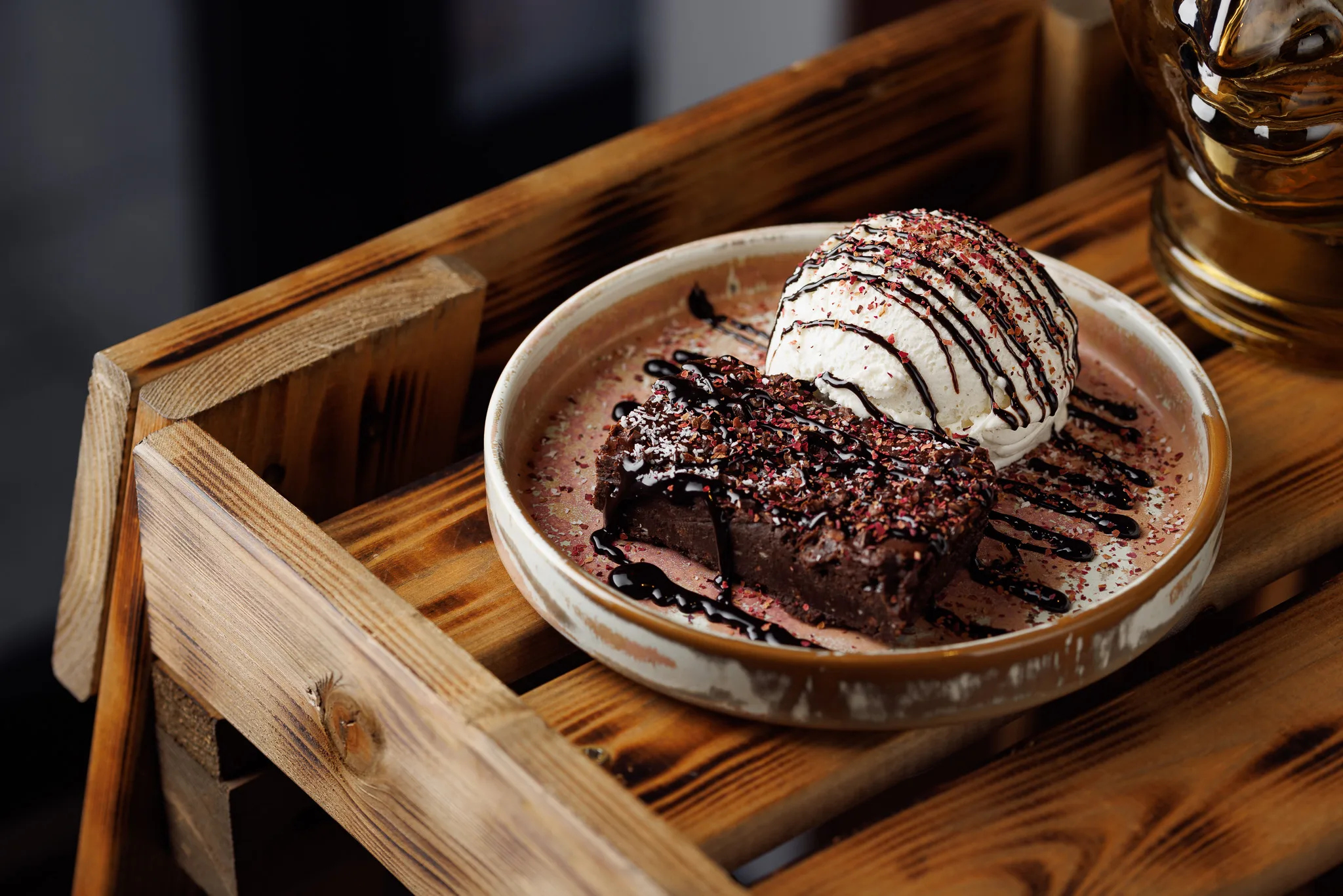 Dark Chocolate Brownie — vegetarian Indian dish at Padharo Southampton
